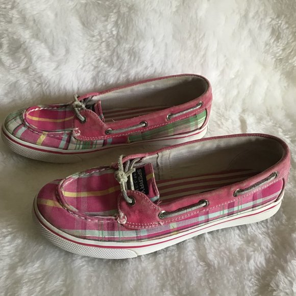 Sperry Pink Plaid Bahama Skimmer Boat Shoes - Picture 6 of 9